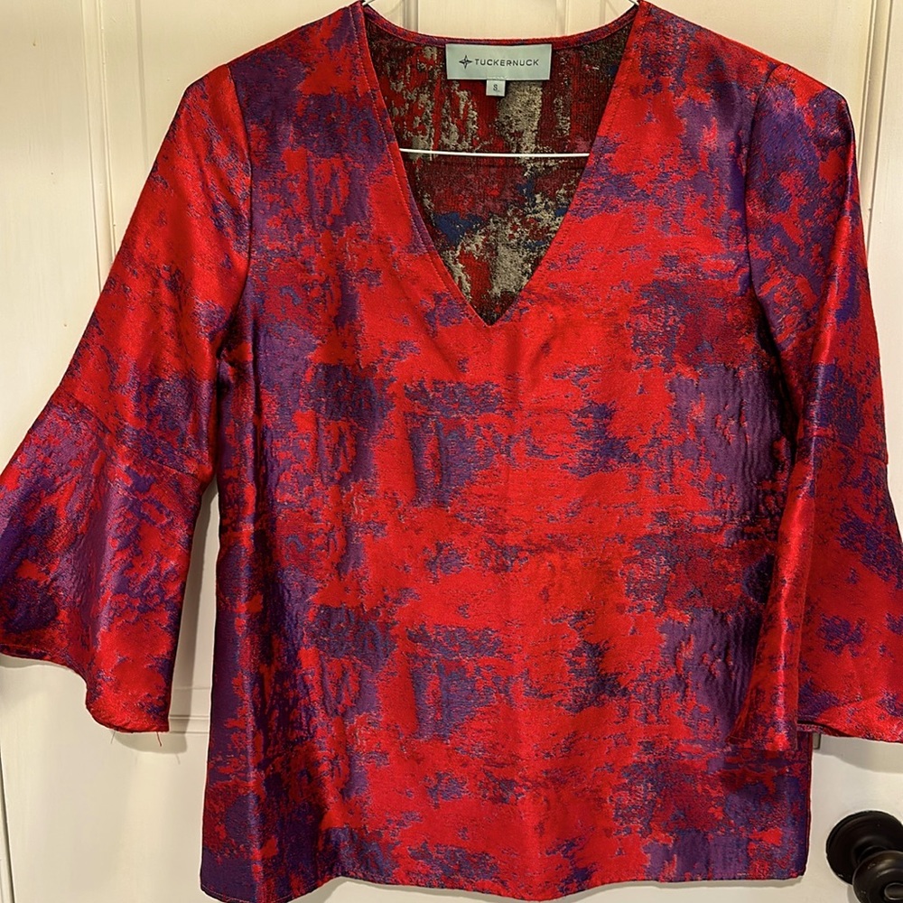 Tuckernuck top- red and purple- perfect for the holidays